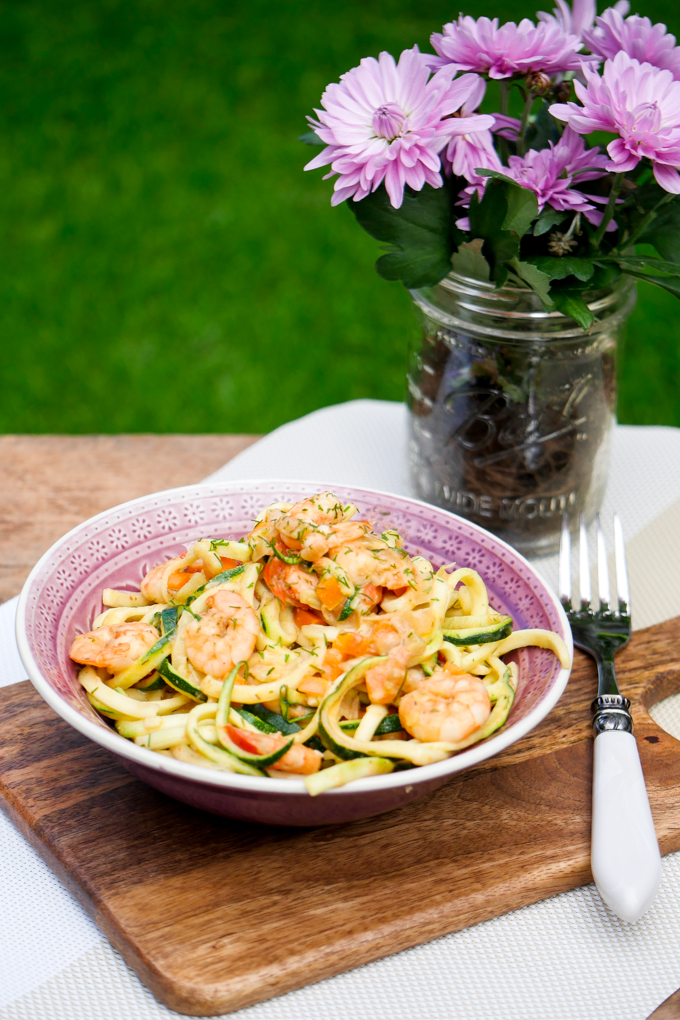 Zoodles with Shrimps - Low Carb Vegetable Noodles