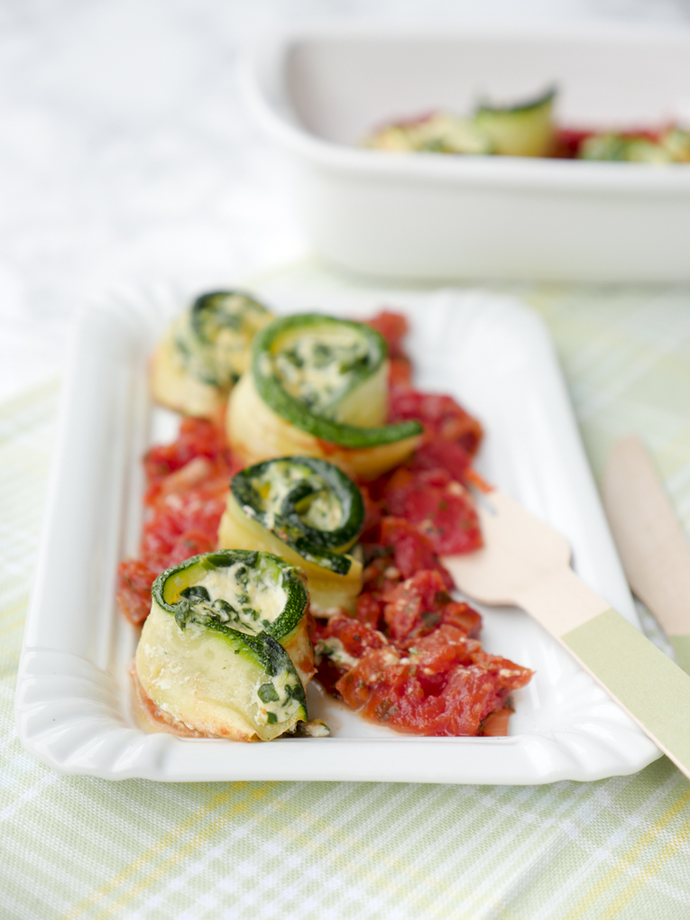 Low Carb Zucchini Rolls with Spinach and Ricotta