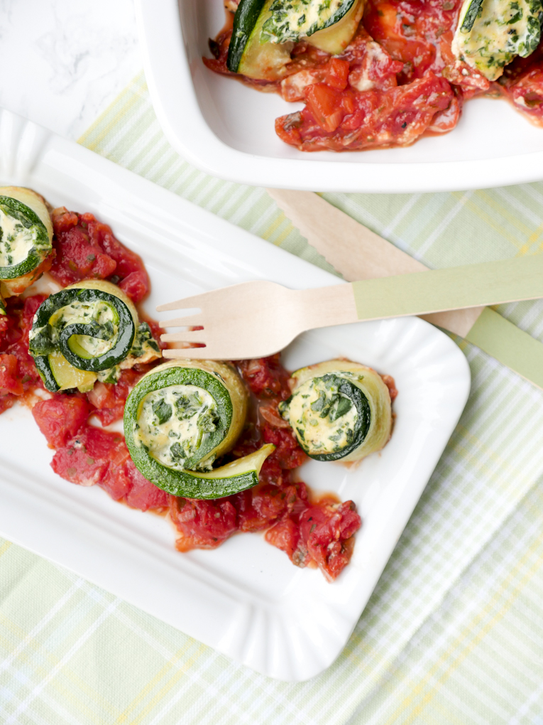 Low Carb Zucchini Cannelloni with Ricotta and Spinach