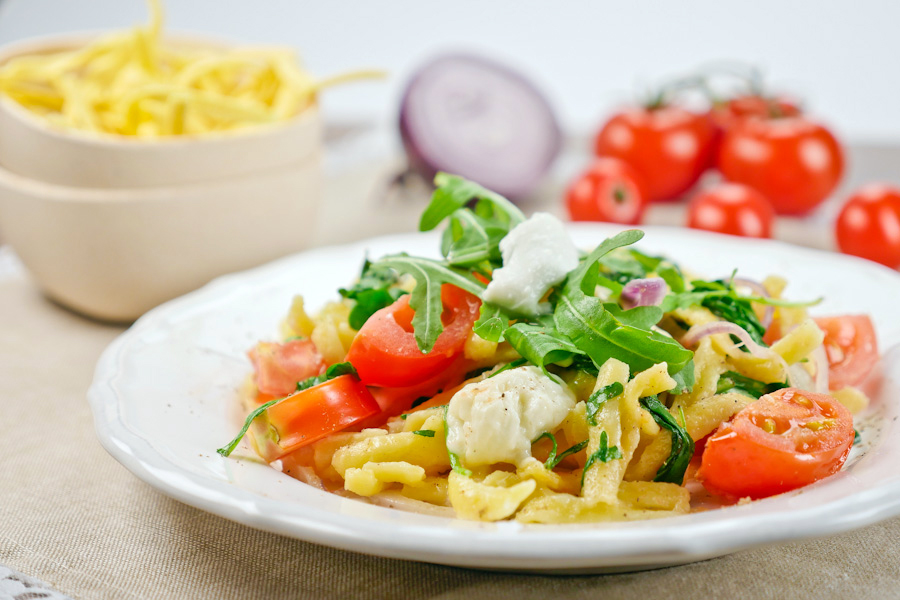 Spaetzle Parade: Mediterranean spaetzle with rocket